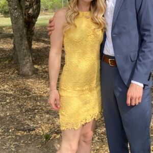 Yellow love poem lace mini dress